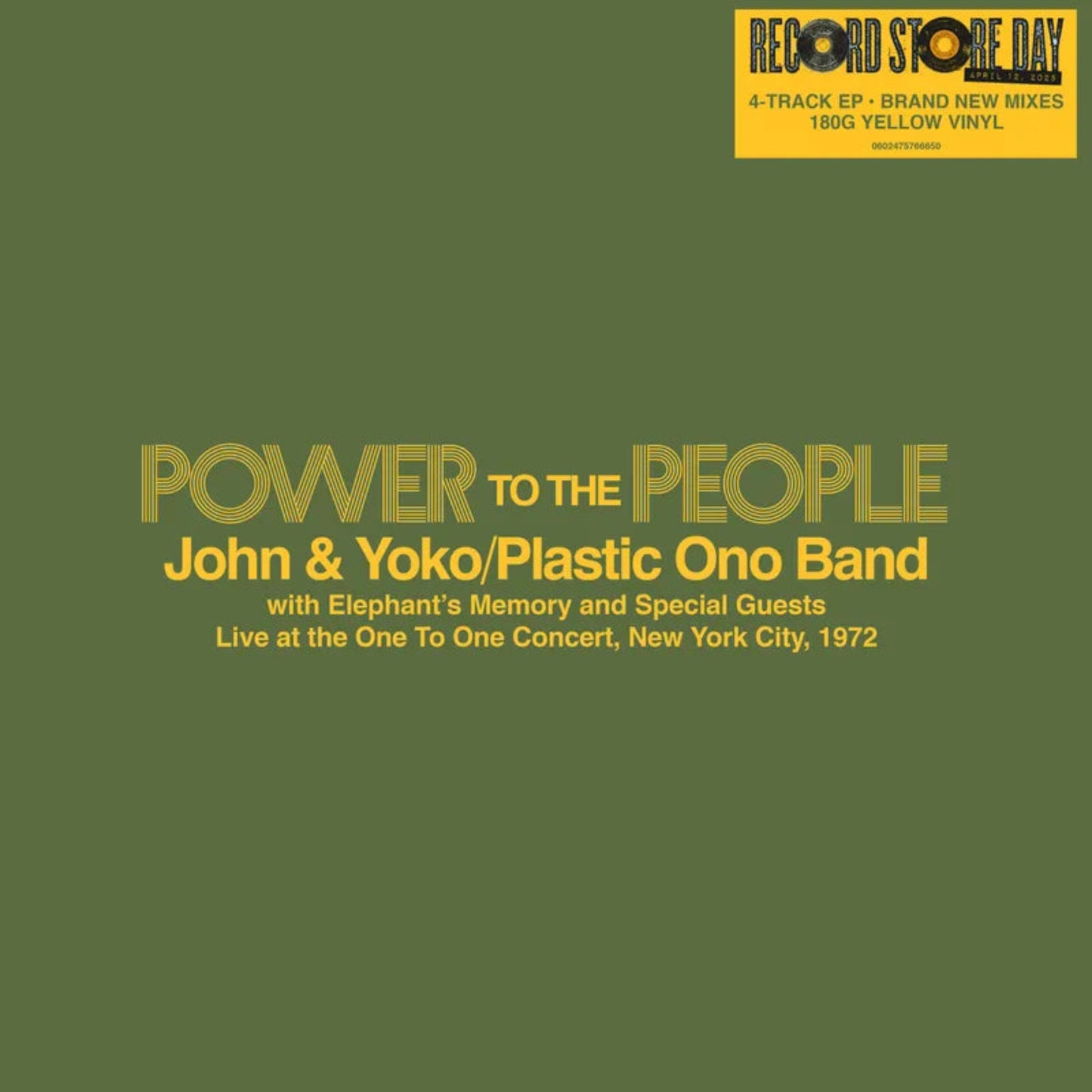 John & Yoko, The Plastic Ono Band, Elephant's Memory | Power To The People (Live at the One-To-One Concert, New York City 1972) (RSD 2025)